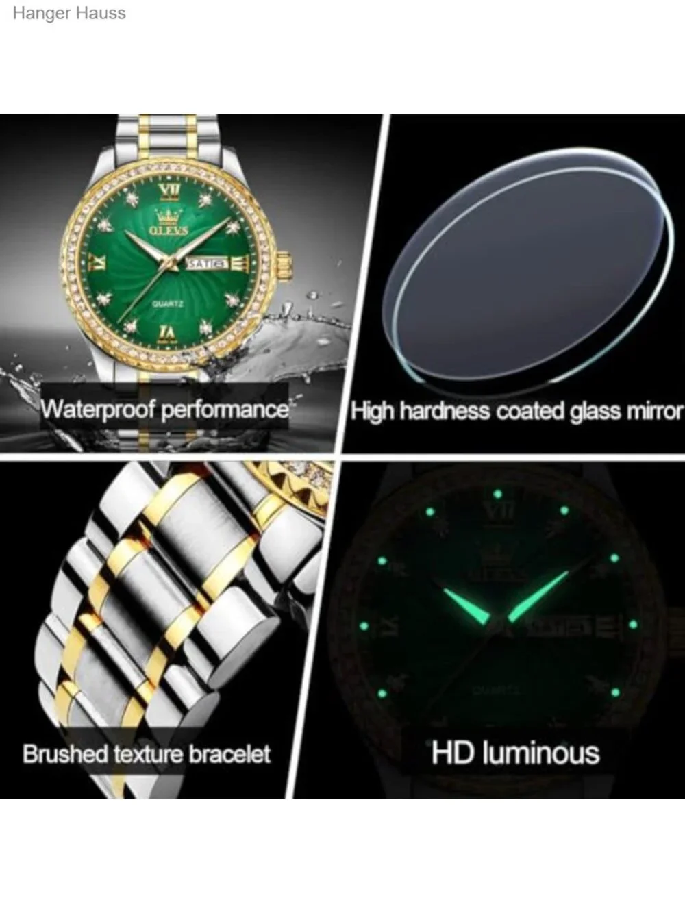 Men's Minimalist Dress Watch Black Dial Analog Stainless Steel Leather Strap